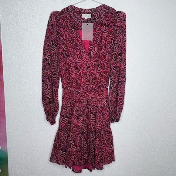 NWT ALC Sari Silk Mini Dress Pink Floral Size 2 Revolve - Picture 2 of 16